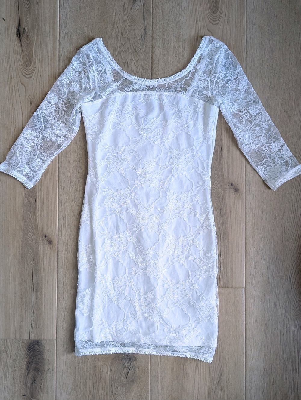H&M Divided White Floral Lace Bodycon Mini Dress XS